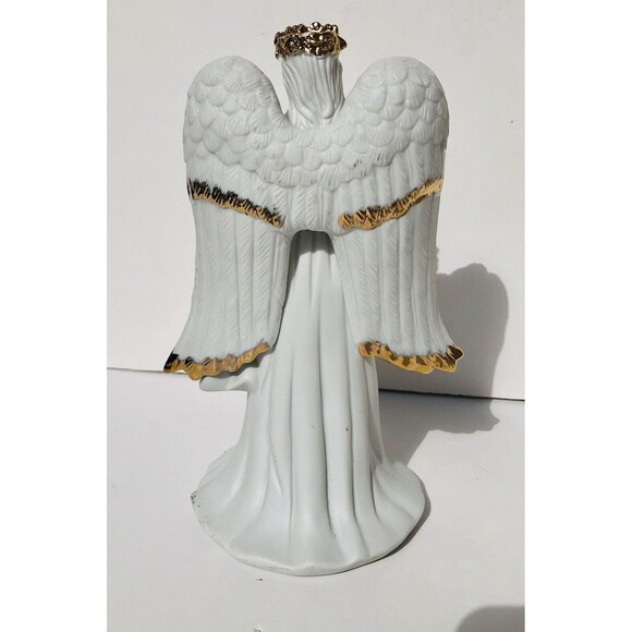 Vintage TRADITIONS Collectable PORCELAIN ANGEL 8.75 ". Gold Hand Painted Accents - Picture 9 of 9